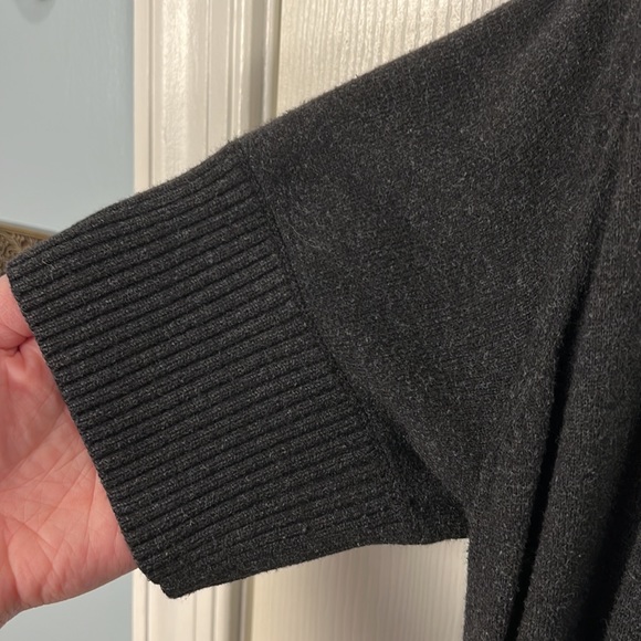 Ann Taylor XL Ribbed Collar Cardigan Duster Charcoal Gray/Black Short Sleeves - Picture 5 of 5